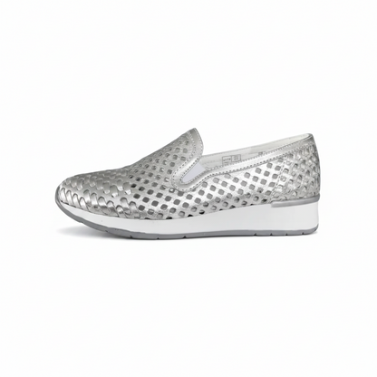 Sneakers Donna Cinzia Soft 8199 Vera Pelle con Plantare Estraibile ed Elastici Laterali - 38 (EU)