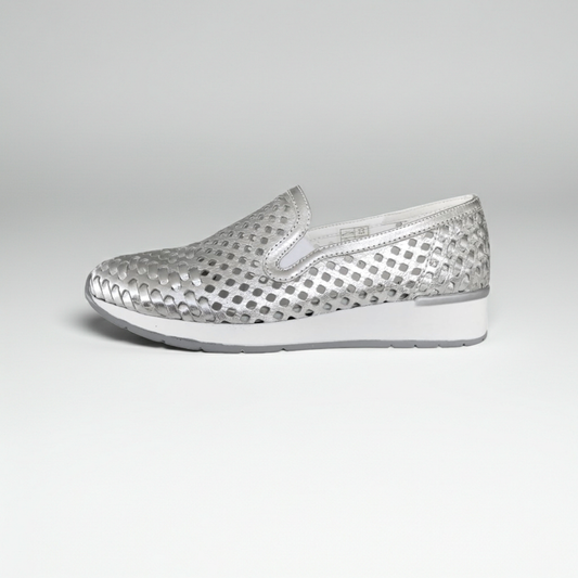 Sneakers Donna Cinzia Soft 8199 Vera Pelle con Plantare Estraibile ed Elastici Laterali - 38 (EU)