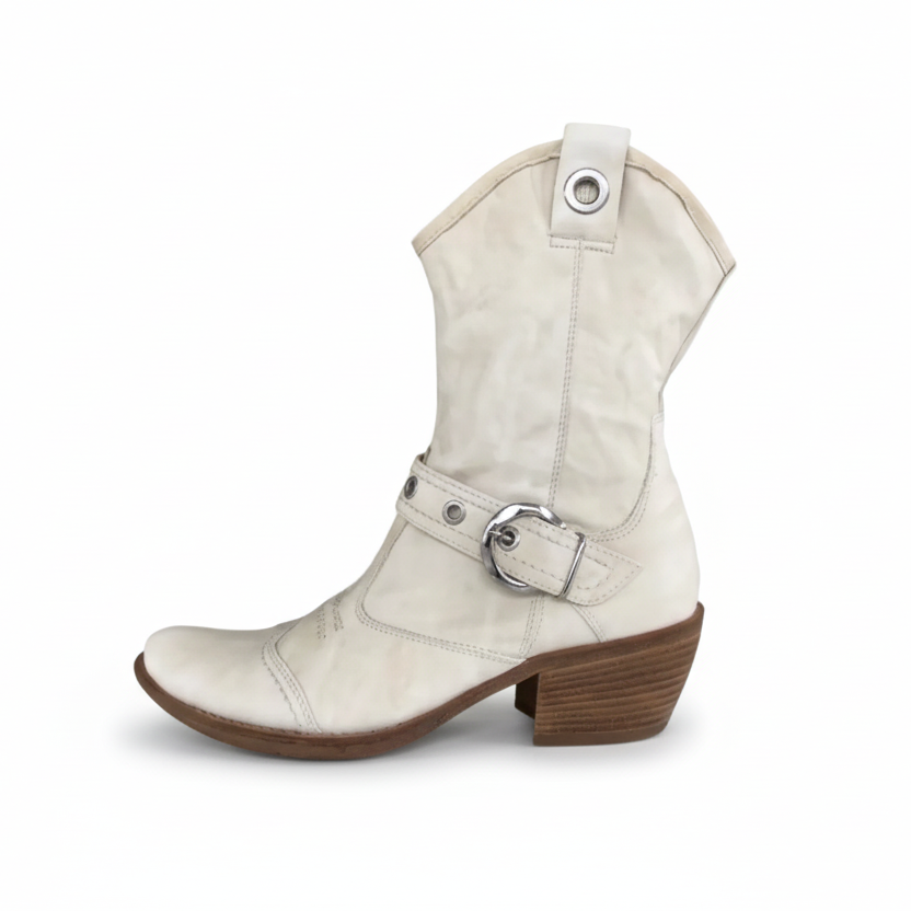 Stivaletti texani Donna NeroGiardini 00321 Vera Pelle Bianco Latte