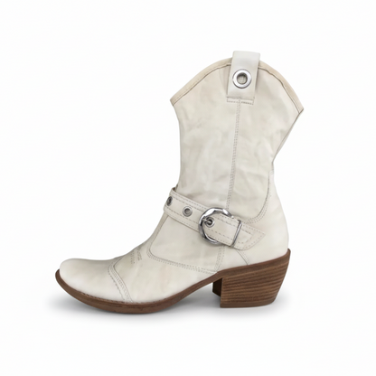Stivaletti texani Donna NeroGiardini 00321 Vera Pelle Bianco Latte