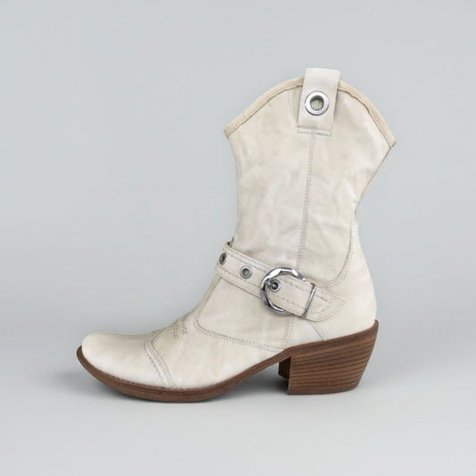 Stivaletti texani Donna NeroGiardini 00321 Vera Pelle Bianco Latte