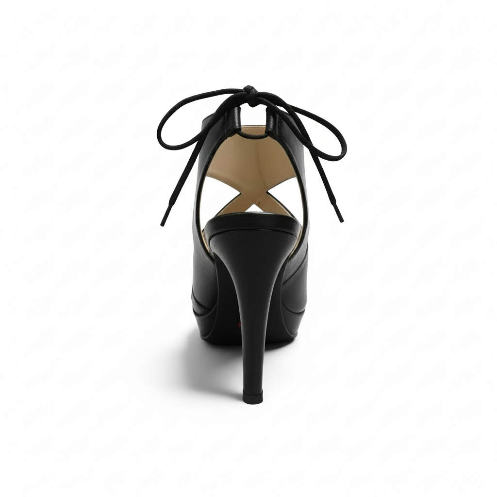 Scarpe Spuntate NeroGiardini P717371DE Vera Pelle, Tacco alto con Plateau, lacci, Colore Nero - Numero 36 (EU)