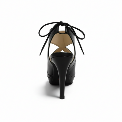 Scarpe Spuntate NeroGiardini P717371DE Vera Pelle, Tacco alto con Plateau, lacci, Colore Nero - Numero 36 (EU)