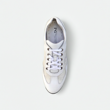 Sneakers Donna NeroGiardini P308452D Vera Pelle Bianco con fondo specchiato