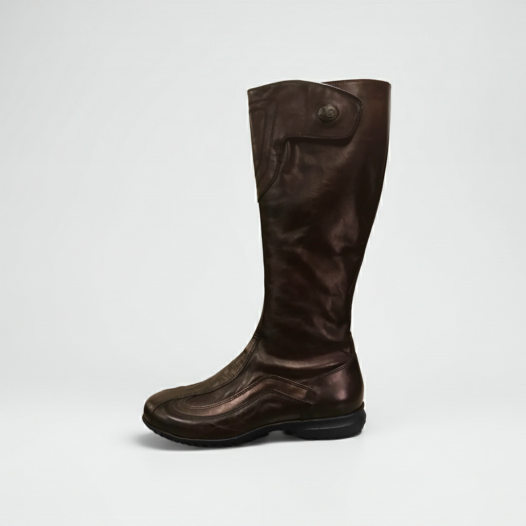 Stivali bassi Donna NeroGiardini 00840 Vera Pelle, Fondo Gomma, Cerniera Zip, Elastico, Chiusura a strappo - Testa di Moro, Bronzo