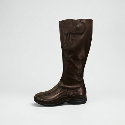Stivali bassi Donna NeroGiardini 00840 Vera Pelle, Fondo Gomma, Cerniera Zip, Elastico, Chiusura a strappo - Testa di Moro, Bronzo