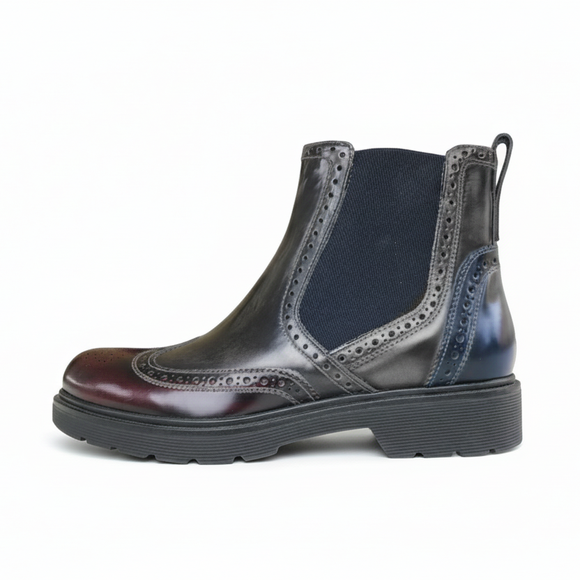 Stivaletti Beatles NeroGiardini in Vera Pelle Abrasivata Blu, Bordeaux e Grigio Antracite, con Elastici Laterali, Tacco Basso – Art. A616171D