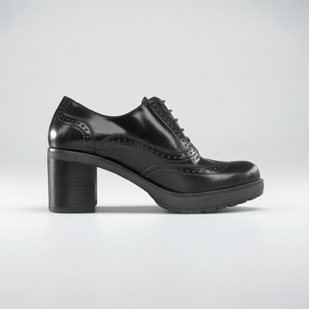 Scarpe Francesine Donna NeroGiardini Art A616490D Tacco a blocco, Vera Pelle, Nero