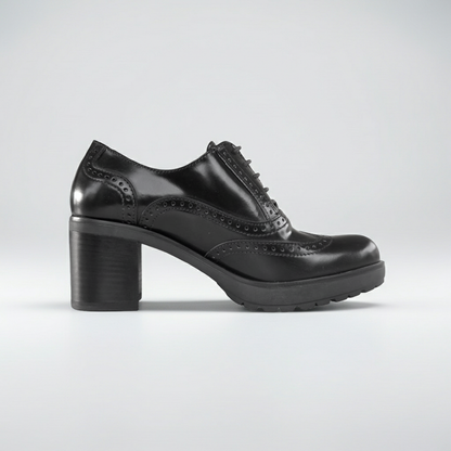 Scarpe Francesine Donna NeroGiardini Art A616490D Tacco a blocco, Vera Pelle, Nero