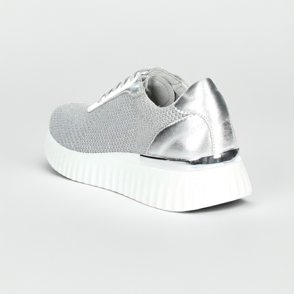 Sneakers Cinzia Soft Iv16553 Donna Grigio Argento Tessuto Elasticizzato, con Plantare estraibile, Platform Bianco