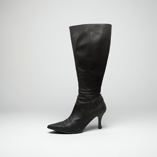 Stivali a punta NeroGiardini 00121 con Tacco a spillo, Vera Pelle, Elastico, Cerniera Zip, Nero - 38 (EU)