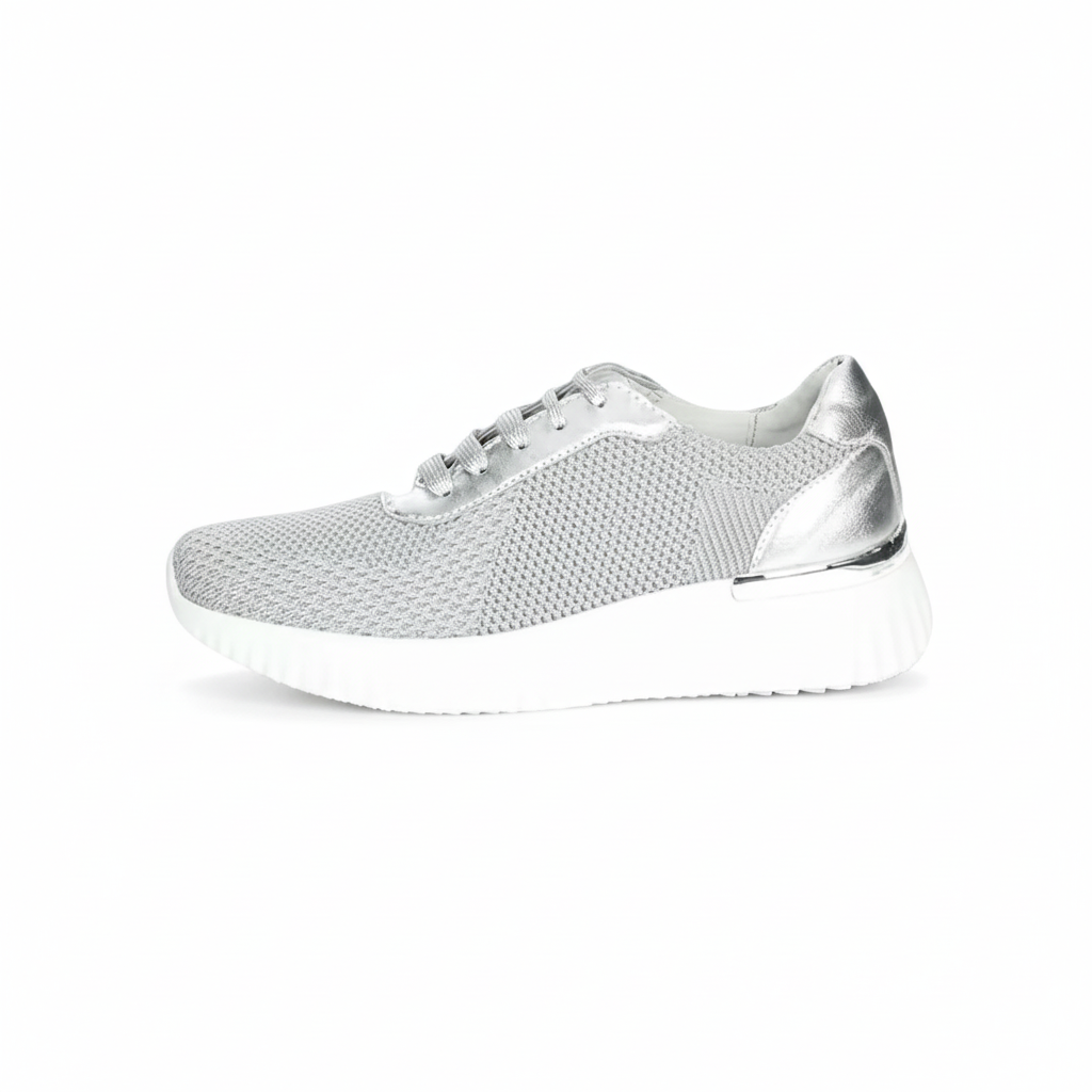 Sneakers Cinzia Soft Iv16553 Donna Grigio Argento Tessuto Elasticizzato, con Plantare estraibile, Platform Bianco