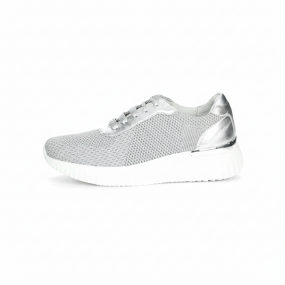 Sneakers Cinzia Soft Iv16553 Donna Grigio Argento Tessuto Elasticizzato, con Plantare estraibile, Platform Bianco