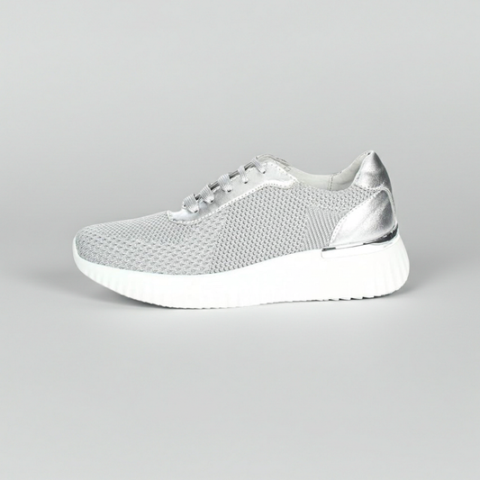 Cinzia Soft Sneakers Donna Grigio Argento Tessuto Platform Bianco Iv16553