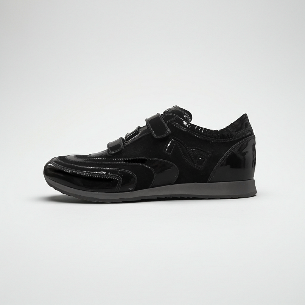 Sneakers A907919 in Vera Pelle Naplak, Pelle Scamosciata, chiusura triplo strappo, Nero 40/41x2/42/43