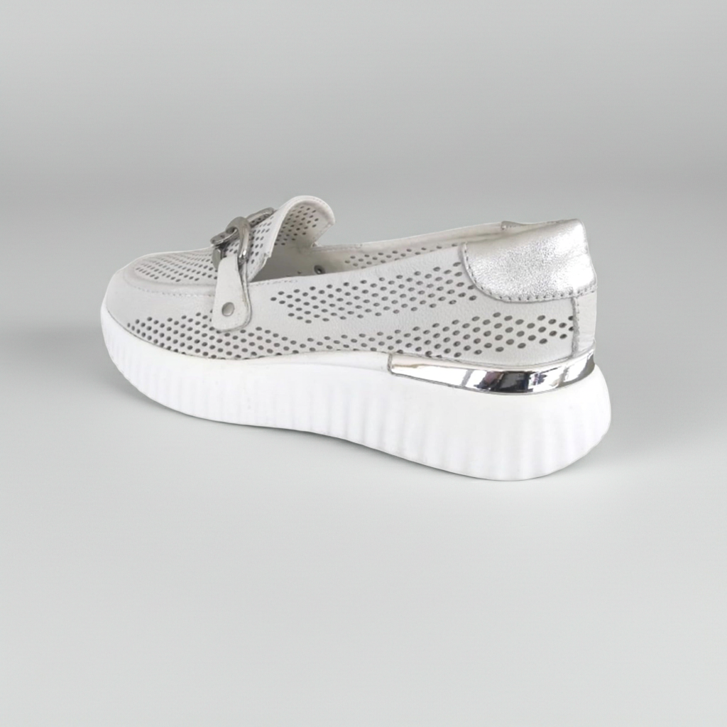 Mocassini Donna Cinzia Soft 16555 Vera Pelle Bianco Ghiaccio