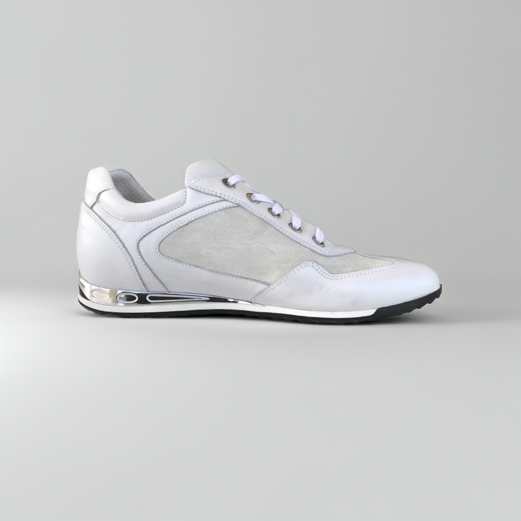 Sneakers Donna NeroGiardini P308452D Vera Pelle Bianco con fondo specchiato