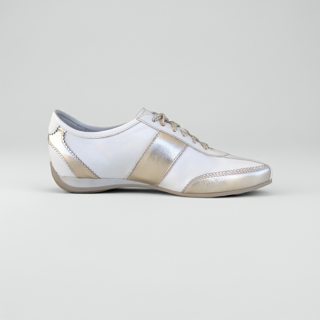 Sneakers Donna NeroGiardini 00275 Vera Pelle Bianco e Oro