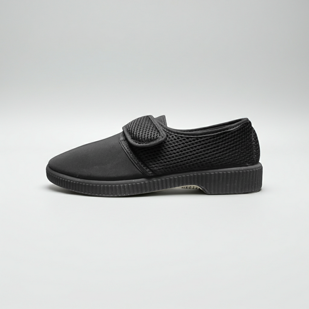Scarpa Comfort per Riabilitazione, Mauri Moda, Chiusura a Strappo, Plantare Estraibile, Nero
