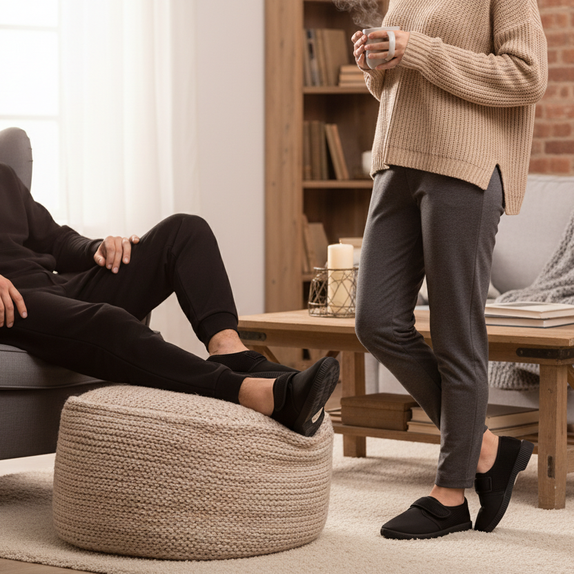 Scarpa Comfort per Riabilitazione, Mauri Moda, Chiusura a Strappo, Plantare Estraibile, Nero