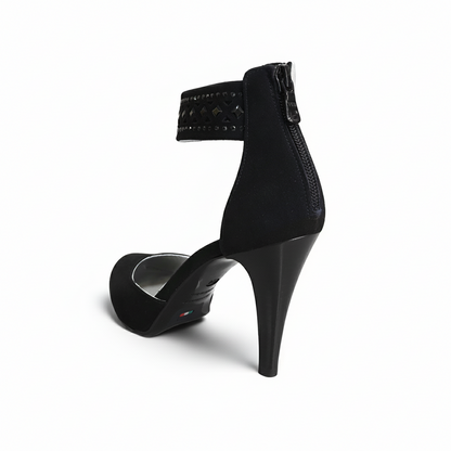Scarpa con cinturino NeroGiardini P207511DE Vera Pelle di Camoscio, Nero, Tacco Alto con Plateau - Numero 38