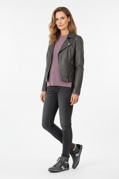 Sneaker alla caviglia NeroGiardini A106480D con Lacci e Zip Laterale, Vera Pelle Antracite
