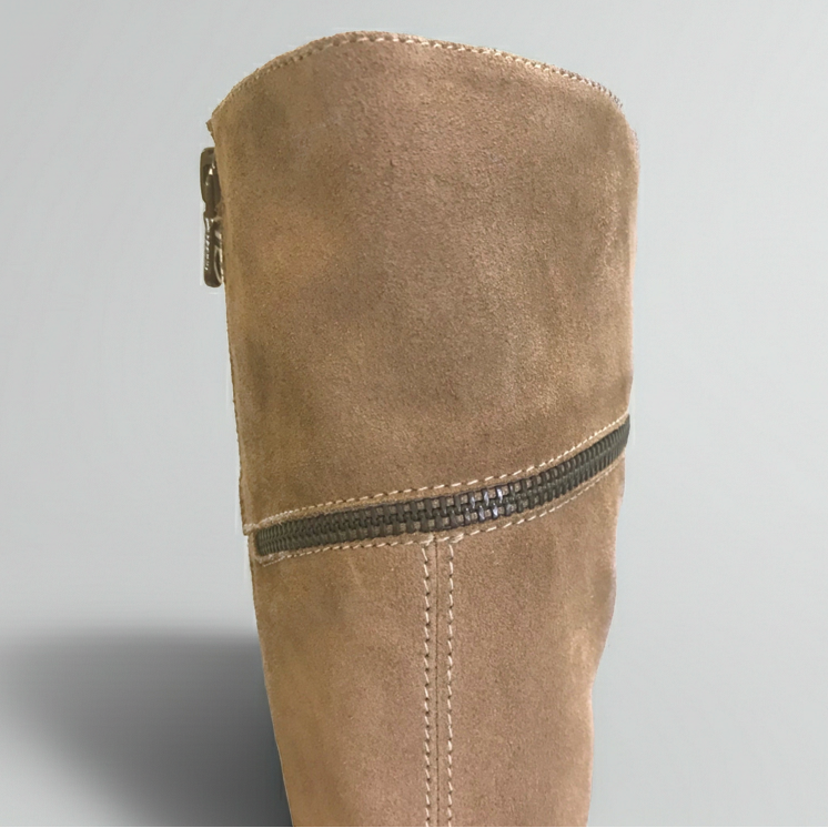 Stivali Donna NeroGiardini A005205D Vera Pelle Scamosciata, Beige Cammello, Tacco alto