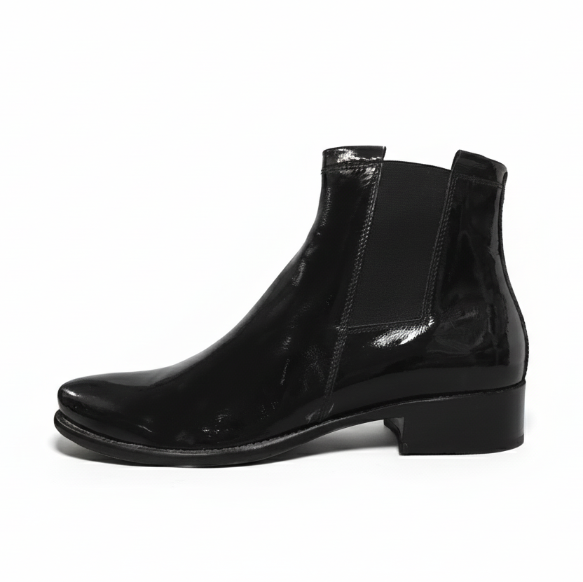 Stivaletti Chelsea Donna NeroGiardini 00565 - Vera pelle in Vernice, con elastico e zip, Nero