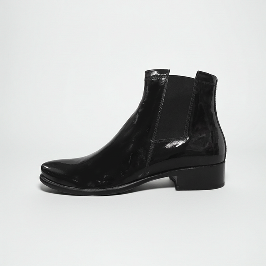 Stivaletti Chelsea Donna NeroGiardini 00565 - Vera pelle in Vernice, con elastico e zip, Nero