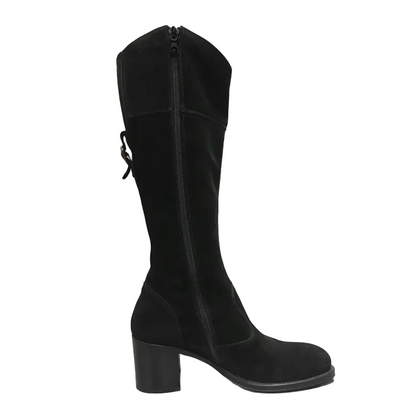 Stivali con tacco a blocco NeroGiardini A005431D Vera Pelle Scamosciata, Cerniera Zip - Colore Nero