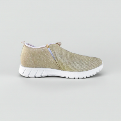 Sneakers Donna PREGUNTA Art 19009 Fondo Gomma Elastici Laterali Tessuto Platino Glitterato n. 39