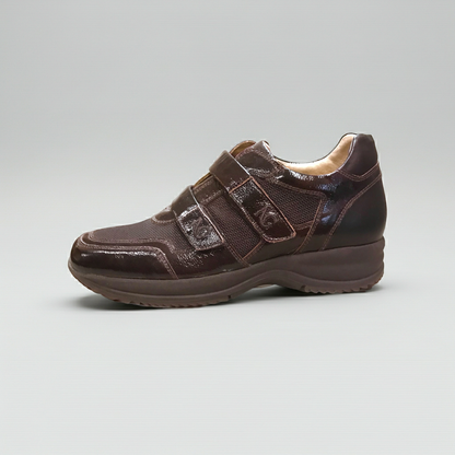 Sneakers Donna NeroGiardini 00117 Marrone Testa di Moro, Vera Pelle con Inserti in Tessuto Impermeabile e Chiusura con Doppio Strappo