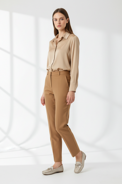 Mocassini Donna Comfort Vera Pelle Beige Platinato