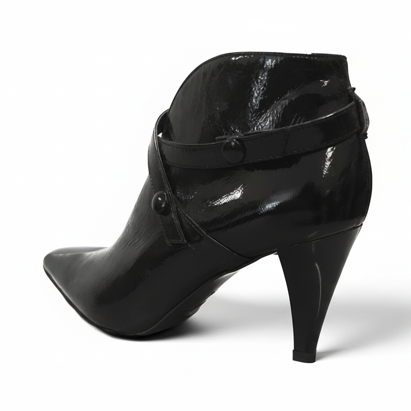 Tronchetti Eleganti Donna NeroGiardini 617E, Pelle Naplak, Vernice Nero, Chiusura Automatica