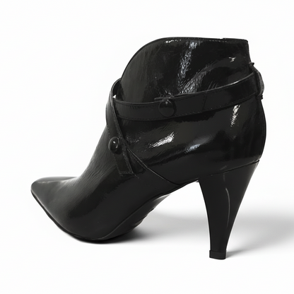 Tronchetti Eleganti Donna NeroGiardini 617E, Pelle Naplak, Vernice Nero, Chiusura Automatica