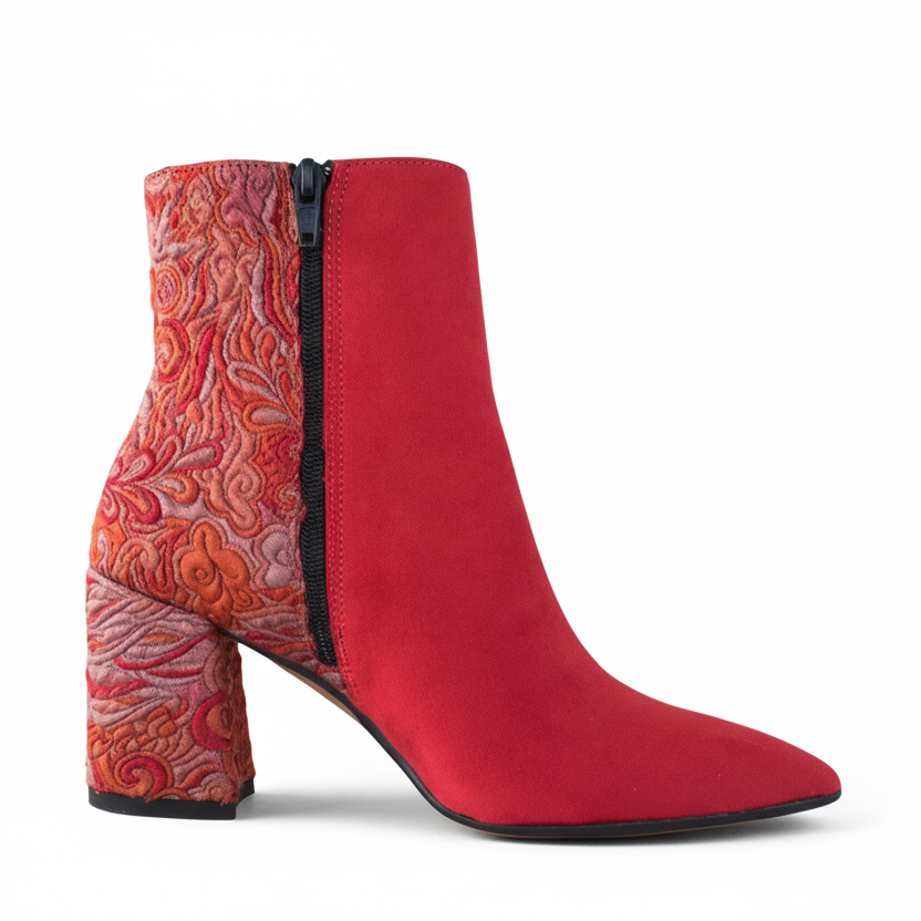 Stivaletto Rosso, Donna, Pregunta 9802, Vera Pelle scamosciata Tacco a blocco