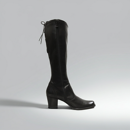 Stivali Donna NeroGiardini 00205 Vera Pelle, Cerniera zip e Lacci - Colore Nero