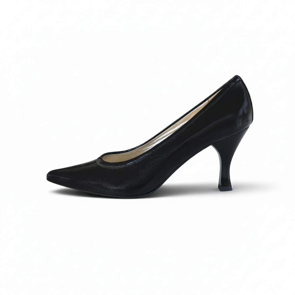 Décolleté a Punta NeroGiardini 00400 – Vera Pelle in Vernice Nera, Tacco Basso, 38