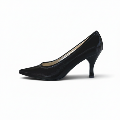Décolleté a Punta NeroGiardini 00400 – Vera Pelle in Vernice Nera, Tacco Basso, 38