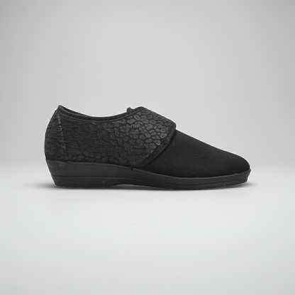 Cinzia Soft Scarpe Comfort da Donna da riabilitazione, Chiusura a Strappo, Stampa Leopardata, Plantare Estraibile, Nero