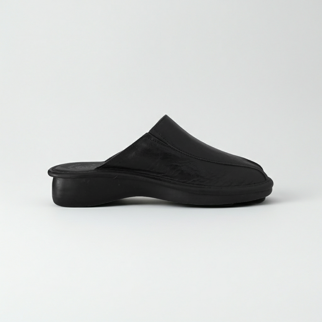Fly Flot 13020, Ciabatte Pantofole Chiuse in Vera Pelle, Nero