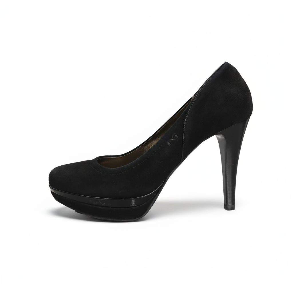 Dècolletè Donna NeroGiardini A1069030DE - Tacco 10 cm con Plateau, Vera Pelle di Camoscio Nero - Numero 38