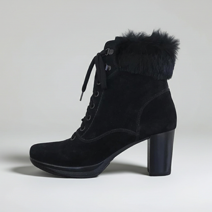 Stivaletti Neri Donna NeroGiardini A207801D, Plateau, Vera Pelle Camoscio, Pelliccia Nera, Inverno - 37 EU
