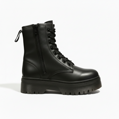 Anfibi Donna Pregunta 11581 - Platform, cerniera zip laterale, Vera pelle, Nero