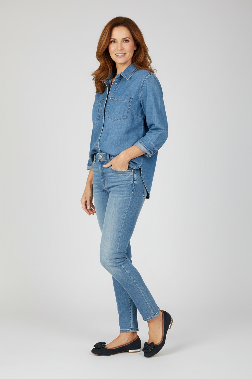 Ballerine NeroGiardini Tacco Basso camoscio Blu Avio con Finiture in Pelle Cuoio