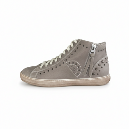 Sneakers Donna NeroGiardini P410110D Vera Pelle Tortora Laminato oro Lacci e Zip - 38 EU