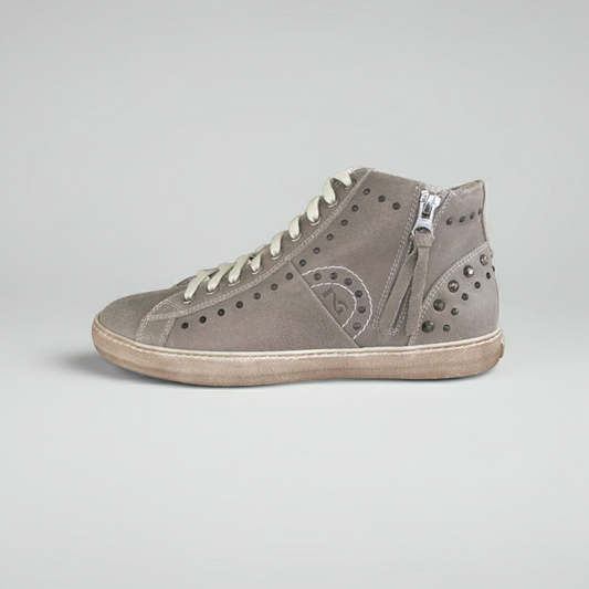 Sneakers Donna NeroGiardini P410110D Vera Pelle Tortora Laminato oro Lacci e Zip - 38 EU