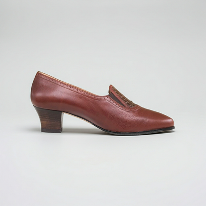 Scarpe donna Lady Confort 015, Vera Pelle, Marrone Cuoio, con Elastici Laterali