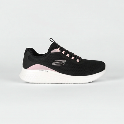 Skechers LITE PRO GLIMMER ME 150041/BKPK Donna, Nero e Rosa, Memory Foam, Senza Lacci