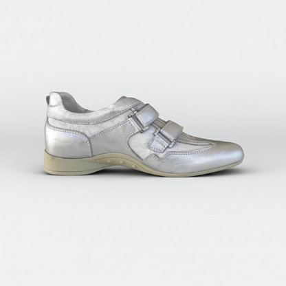 Sneakers con strap NeroGiardini 00286 VeraPelle Monogram Argento